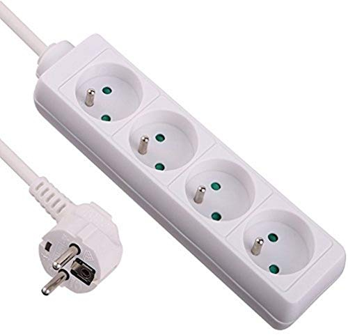 Electraline Basic Mehrfachsteckdose, mit Schalter, Länge 1,5 m, Querschnitt 3G1 mm2, weiß, weiß, 32003