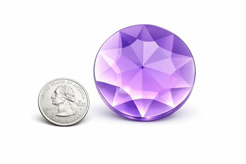 Allstarco 50mm (2) Large Purple Violet Round Flatback Acrylic Gems, 4 PCS | Flat Back Rhinestones, lightweight design, vivid color and sparkle for costumes, cosplay, displays, cards and DIY crafts