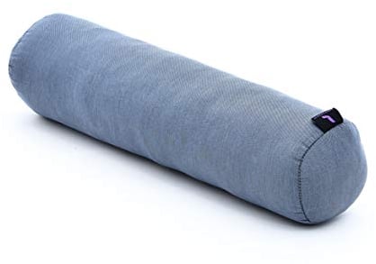 Leewadee Pilates Rolle Nackenstütze kleines Yoga Bolster Yogakissen ökologisches Naturprodukt, Kapok, 50 x 15 x 15 cm, Anthrazit