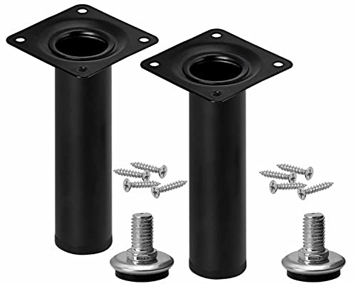 Stahlia Möbelfüße verstellbar 50cm Höhe Schwarz (2 Stück) Ø30mm Sofafuß Stahlrohrfuß Sockelfuß Schrankfuß Füße für Möbel Tischbein Rund belastbar bis 50 kg