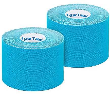 SL StarTape - Kinesiologietape, elastisches Sporttape aus Baumwolle, selbstklebendes Physiotape, wasserabweisend, hautfreundliches Taping, 5 x 550 cm, blau, 2er Set