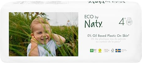 Eco by Naty Baby Öko Windeln - umweltfreundliche Premium-Bio Windeln aus pflanzenbasierten Materialien, ideal für empfindliche Babyhaut (Größe 4+ - 84 Stück)