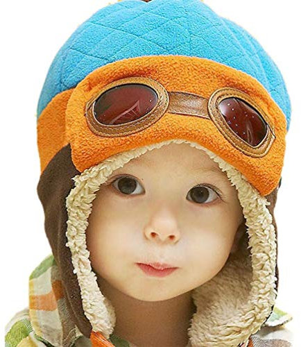 EDOTON Baby Kinder Earflap Hut, Winter Warme Pilot Flieger Mütze Wintermützen für Mädchen Jungen 6 Monate -3 Jahre (Blau)