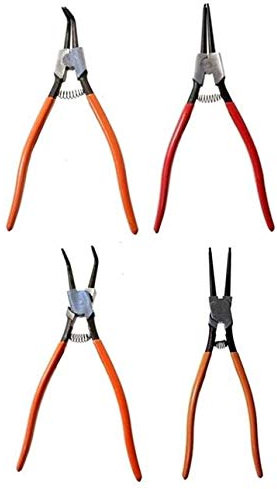 SET 4 PINZE EXTRA LUNGHE PER ANELLI ELASTICI SEEGER 320 mm DRITTE ANGOLO INTERNE ED ESTERNE