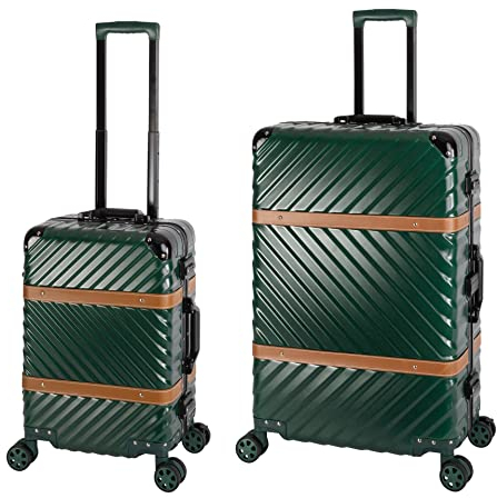 Travelhouse Paris Reisekoffer & Bordtrolley Koffer Trolley Reisegepäck Set Größe: S+L 2 integrierte TSA Schlösser 360° Doppelzwillingsrollen Polycarbonat Hartschale Alu-Rahmen Grün