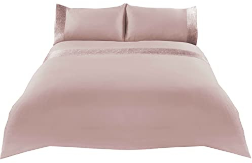 Sienna Glitzer Bettbezug mit Kissenbezug Funkeln Glitzer samt Bettwäsche Set - Zartes Rosa, King
