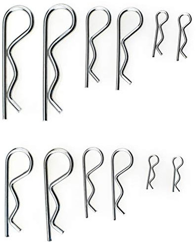 Hao Pro Hitch pins Clips Cotter pins Spring Clip Hair pins 12 Pack Kit 6 Sizes Strong Spring Tension Thicker Sturdy for Trailer Ball Tow bar Tractors Mower carts Truck hitches