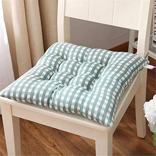 Chickw1 40 * 40cm Kissen Stuhl, Polyester Dicke Polsterung Steppkissen Bodenkissen Weich Bequemes Sitzkissen für Stühle für Indoor und Outdoor aus (Kariertes Grün)