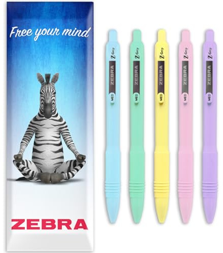 Zebra Glatter Kugelschreiber Z-Grip - 1,0 mm - schwarze Tinte - 1 von je Pastellfass - 5er Pack