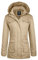 Wantdo Femme Veste à Capuche en Coton Classique Veste Coupe-Vent Extérieure Parka d'hiver Veste Chaude Doublée en Polaire Manteau Décontracté Style Militaire Kaki L