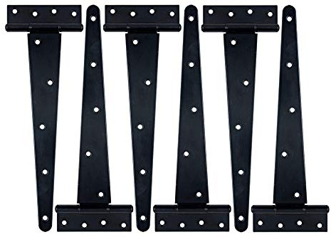 HLMOptimo Bisagra en T resistente, bisagra en T, bisagra de cobertizo, bisagra de puerta, bisagra de granero, bisagra de puerta, bisagra forjada, resistente al óxido, todos los tamaños, color negro (6
