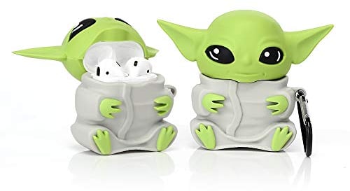 YIGEYI Silikon Hülle Kompatibel mit Airpods 1 & 2 Funny Cute 3D Cartoon Case Cover[Yoda Alien] (Grau)