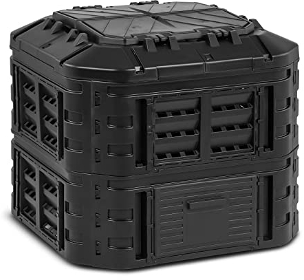 hillvert HT-M-COMP-600 Composteur De Jardin Rapide Thermocomposteur Bac Boite De Compostage ? Compost Extérieur (600 l, Arrosage Goutte-?-Goutte, Ventilation)