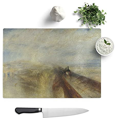 Rain, Steam and Speed by Joseph Mallord William Turner - Textured Chopping Board - Worktop Saver - Cutting Board - Heat Resistant, Shatterproof and Hygenic - 39 x 28.5 cm