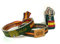 Conjunto de llavero y pulseras Virgen del Pilar con la bandera de España y fondo verde (Grande)
