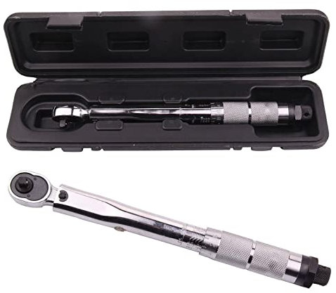 Youyijia Torque Wrenches 1/4 inch Square Drive Torque Wrench 5-25Nm Adjustable Wrenches Ratchet Wrench with Double Scale Drive Torque Micrometer Chrome Vanadium Steel 78639 BTW, Silver, 27.5x3.2x3cm