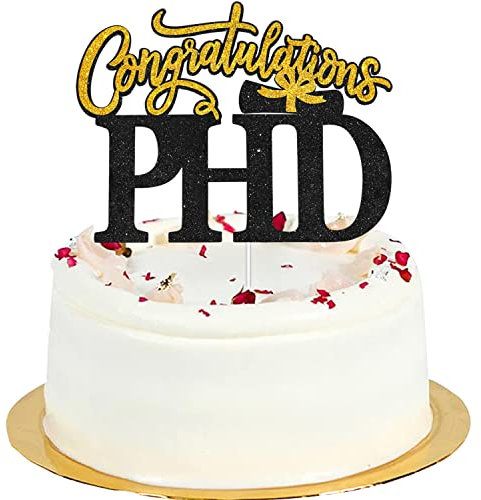 PHD Congratulations 2022 Cake Topper - Class Of Master, PHD Graduate Decor, PHD Graduation Party Dekorationen Schwarz Glitter
