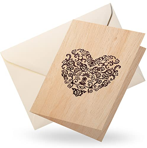 Cozywood Handgefertigte beschreibbare Holzherz Karte, Geldgeschenk, Hochzeitsgeschenk, Grußkarten, Geburtstagskarten, Einladungskarte, Glückwunschkarte, Valentinstagskarte, Liebeskarte, Herz