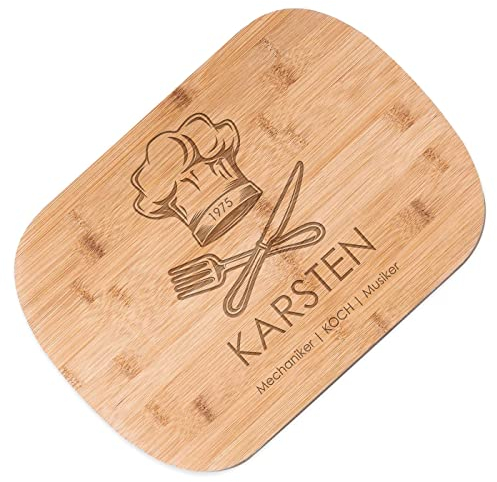 Maverton Küchenbrett mit Gravur - Servierbrett aus Bambus - massiv und schnittfest - Größe: 35x25 cm - für Männer - zu Weihnachten - zum Geburtstag - zu Weihnachten - Koch