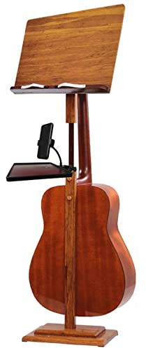 Music Stand with Phone Holder/Metronome Tray, Floor Standing Wooden Antique Storage Holder, Bedroom Dorm Room Stage Studios School, Supports 5kg(Style 2)