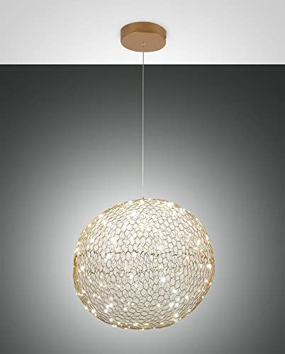 Fabas Luce Sumter LED-Kugel-Pendel-Deckenleuchte Gold Mattglas