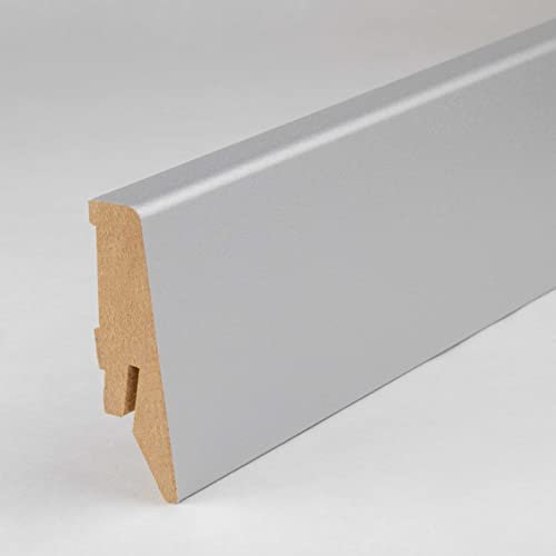 PROVISTON | plinthe MDF | profil classique | 18 x 58 x 2500 mm | MDF mélaminé| gris couleur argenté | plinthe moderne | 1 pièce