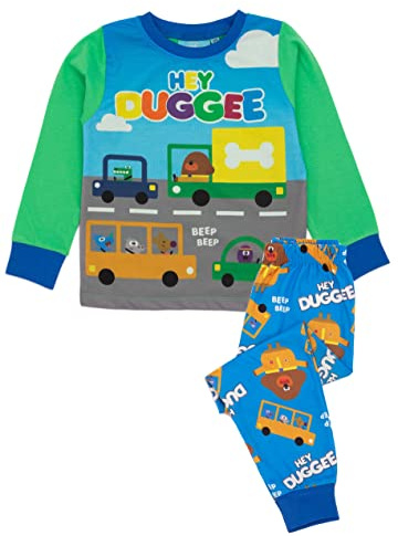 Hey Duggee Boys Pyjama Set | Childrens Green Loungewear T-Shirt & Pants PJ Bundle | Duggee and Friends | Long Sleeve Tee Long Leg Bottoms Clothing Pajama | Cosy Nightwear Merchandise Gift for Kids