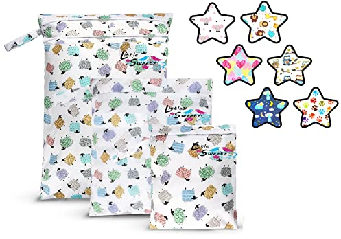 Little Sweetz ** 3er WetBag-Set ** Windeltaschen in XL, L und M mit DoppelReißverschluss (Design 3)