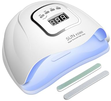 Lampade UV Per Unghie,150W Portatile Lampada per Unghie Asciuga Smalto Sensore e Asciugatura a Doppia Velocità Lampada Unghie LED UV,4 Modalità Timer,Display LCD Fornetto Unghie per Manicure (Bianco)
