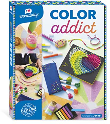 Janod - Diverse Aktivitäten Color Addict - I Love Creativity - 8 Kunstwerke zum Erstellen - Kreatives Hobby Kinder - Feinmotorik und Konzentration - Ab 8 Jahre, J07754