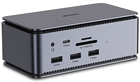 LINDY 43372 DST-Pro USB4, USB C Laptop Docking Station, 15in1, Dual Display, 8k@30Hz oder 2X 4K@60Hz, 4K@120Hz, HDMI 2.1, DP 1.4, MST, 10Gbit/s, USB 3.2 Gen.2, Ethernet, Thunderbolt 3/4, PD 100 Watt