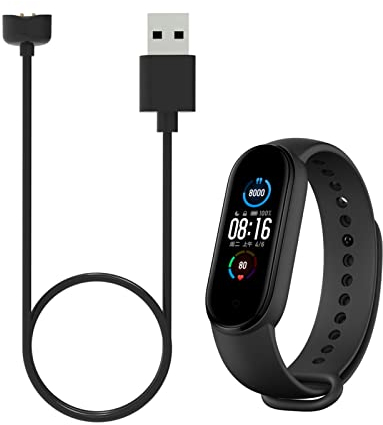 Smart Watch Ladegerät Magnetisch, NFC Smartwatch Ersatz USB Ladekabel Kompatibel für Xiaomi Mi Band 5 6 7 für Amazfit Band 5 3,3.3ft(Schwarz)