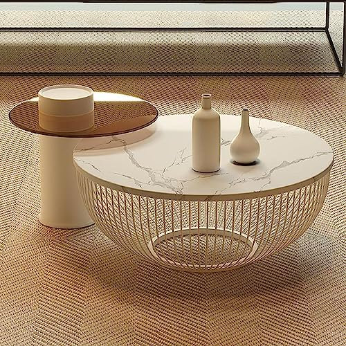 WestUx Wolkenform Moderner Couchtisch, Satz von 2 Minimalistischen Mitteltisch Openwork Design Beistelltisch Offenes Design mit Metallrahmen für Wohnzimmer,B,80CM