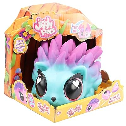 Jiggly Pets by Eolo My Spike Pet Azul, Spiky The Hedgehog, Erizo Interactivo, Mascota blandita Que Canta, Camina, Rueda, Corre, con música, Juguete para niños y niñas Desde 4 años, Famosa (JGG02200)