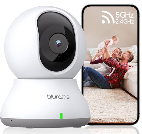 blurams 2K Telecamera Wifi Interno, Dual-Band 2.4GHz/5GHz, Videocamera Sorveglianza Interno Wifi, 360° camera wifi per la Sicurezza Domestica, Audio Bidirezionale,Visione Notturna, Sirena, Cloud