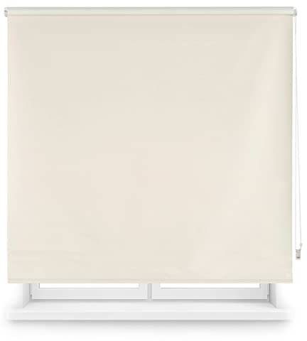 INTERBLIND | Premium Verdunkelungsrollo, einfarbig, Größe 120 x 230 cm Breite x Höhe - Verdunkelungsrollo Stoff 117 x 225 cm - Thermo Rollo BEIG - Licht-, Kalt- und Wärmedämmung