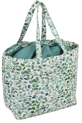 Hobby Gift Drawstring Craft Bag – Wool Storage Tote, Yarn Holder 100% Cotton 39 x 32 x 32cm – Eucalyptus
