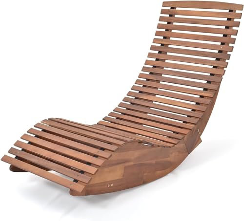 Giantex Lettino Prendisole con Altalena in Legno di Acacia, Resistente alle Intemperie, Portata 160 kg, 60x157x76 cm, per Giardino, Cortile e Piscina (1, 60 x 157 x 76 cm)