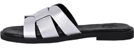 Apple of Eden® Sandale Damen Alycia | Pantolette Sandale aus Leder mit gewebten Riemen für Damen aus 100% Leder