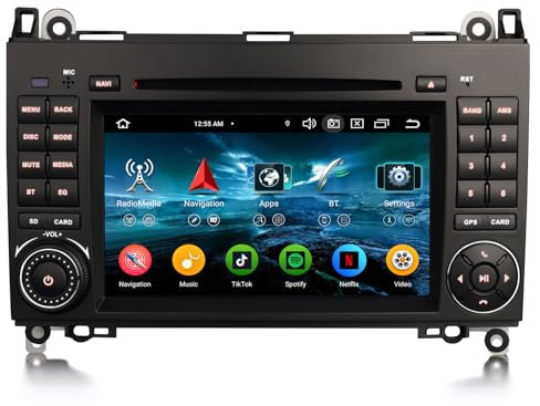 Erisin 7 Pantalla IPS 4GB+64GB Android 14 Radio Coche Bluetooth Navegación GPS para Mercedes Clase A/B W169 W245 Viano Sprinter Vito VW Crafter CarPlay Android Auto Dab+ WiFi DSP USB FM OBD2 CD DVD