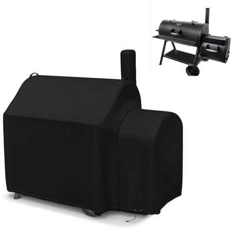 Grillabdeckung für Oklahoma Joe's Longhorn Reverse Flow Smoker, 600D Heavy Duty Wasserdicht UV-beständige Longhorn Abdeckung Outdoor Grill Zubehör