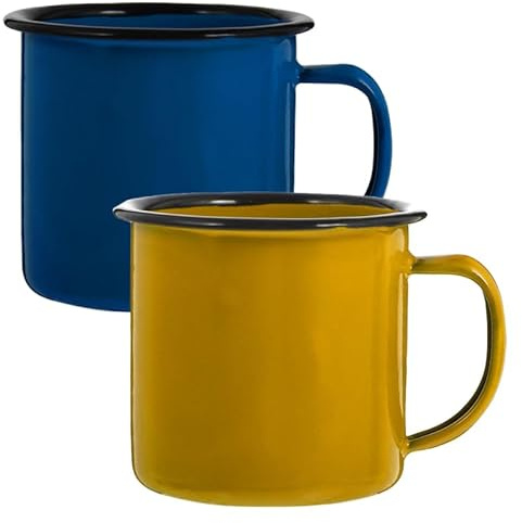IMIKEYA 2Er Set Emaille Trinkbecher Unzerbrechliche Camping Tassen Kaffeetasse Vintage Tragbare Emaille Becher für Eiskaffee Teetasse
