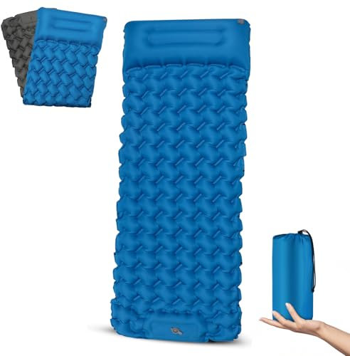 BITIWEND Sleeping Pad Ultralight Inflatable Camping Mat Self Inflating 200x68cm Built-in Foot Pump Camping Mattress Portable Air Bed Waterproof Compact 30x12cm for Backpacking, Hiking, Beach, Tent