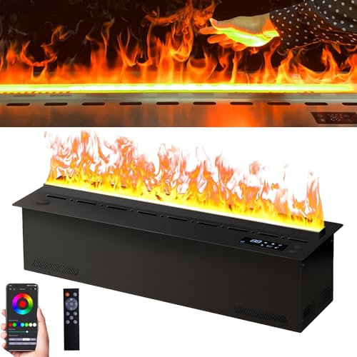 Camino Atomizzato, Camino Elettrico a Vapore Acqueo 3D con 64 Colori di Fiamma Regolabili, Riempimento Automatico dell'Acqua, App, Telecomando, Controllo Touch, Riempimento Automatico dell'Acqua(70cm/