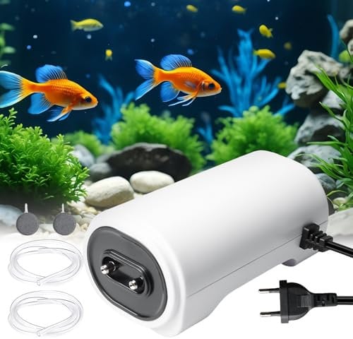 Pompa ad aria per acquario, pompa di ossigeno regolabile, 8 W, pompa ad aria per acquari, pompa ad ossigeno per acquari, pompa ad ossigeno per acquari, 50-500 l