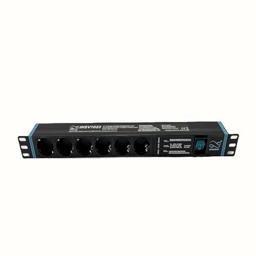 Infitronic INSV1023-19 PDU 1HE Multiprise 6 Prises avec Protection Contre Les surtensions + indicateur de Courant