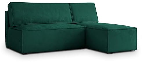 Masseno Ecksofa BRISO M mit Schlaffunktion L-Form, Sofa mit Bettkasten, Wohnzimmersofa, Couch, Soffa, Bettsofa, Couchgarnitur- Grün, Monolith 37