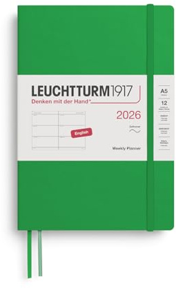 LEUCHTTURM1917 372740 Wochenkalender Medium (A5) 2026, Softcover, Spring Leaf, Englisch