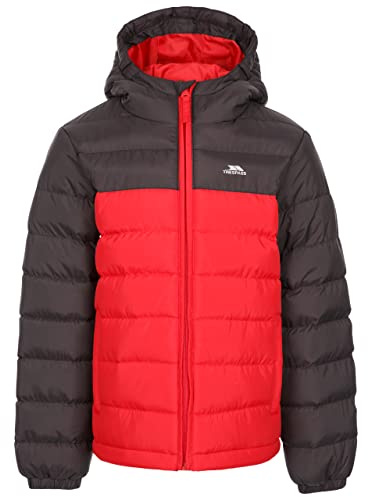 Trespass Kids Padded Jacket Oskar B - Contrast Zip, 2 Pockets, Full Cuffs Elastication, Grown on Hood, Padded Quilted, Rounded Dip at Back, Woven Shell