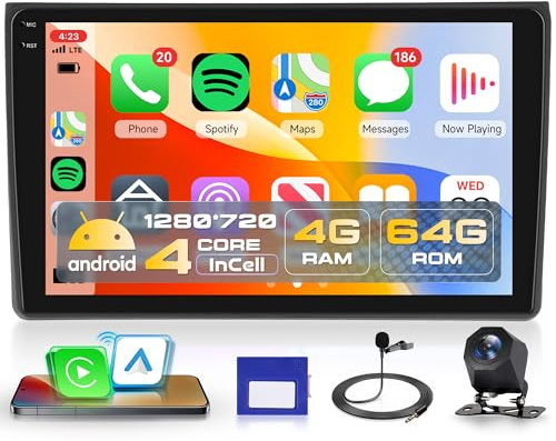 4G+64G Wireless Carplay Android Autoradio für Audi A4 S4 RS4 B6 B7 8E 2000-2009 9 Zoll Incell Touchscreen Autoradio Android Auto GPS Navi WiFi Mirror Link Bluetooth FM/RDS/EQ/USB/SWC Rückfahrkamera